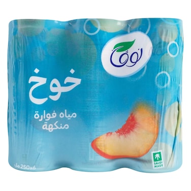 نوفا – مياه فوارة منكهة بنكهة الخوخ – 250 مل × 6 عبوات معدنية