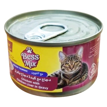 بيسميكس طعام قطط دجاج وكبد دجاج في مرق 85 جرام