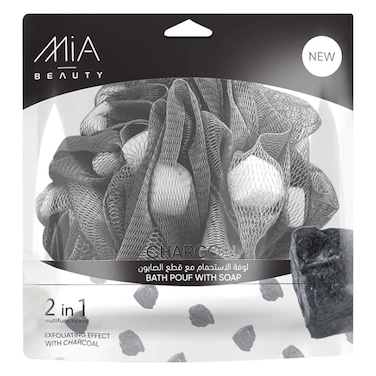 Mia Bath Pouf with Coal Soap &ndash; 120 ml