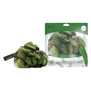 Mia Beauty - Bath Pouf With Aloevera Scented Soap 120ml