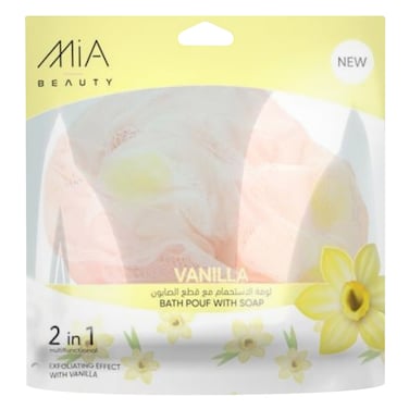 Mia Beauty - 2in1 Bath Pouf with Soap, Vanilla, 120g