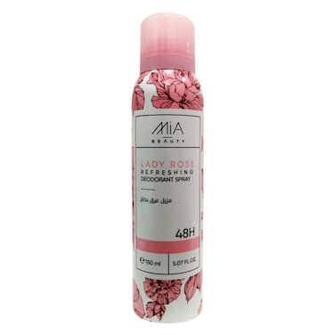 ميا بيوتي - ليدي روز، مزيل عرق بخاخ منعش يدوم 48 ساعة، 150 مل