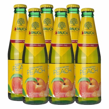 Rauch Sparkling Peach Juice &ndash; 250 ml Can (Pack of 6)