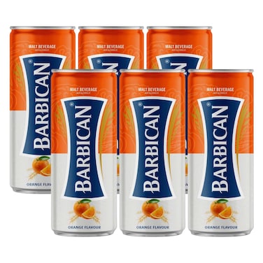 Barbican Malt Beverage, Orange Flavor, Can, 250ml &times; 6