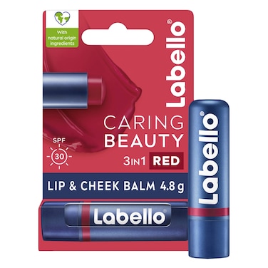 لابيلو مرطب شفاه وخدود، 3 في 1، عامل حماية من الشمس 30، أحمر، 4.8 جرام
