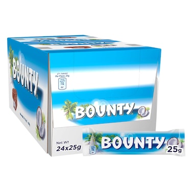 باونتي شوكولاتة، لوح شوكولاتة محشو بجوز الهند الطري بالحليب، عبوة من 24 × 25 جرام