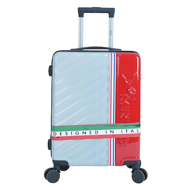 MNUK Swagger Hard Shell Trolley Suitcase &ndash; White and Red &ndash; 20 inch &ndash; Designed in Italy