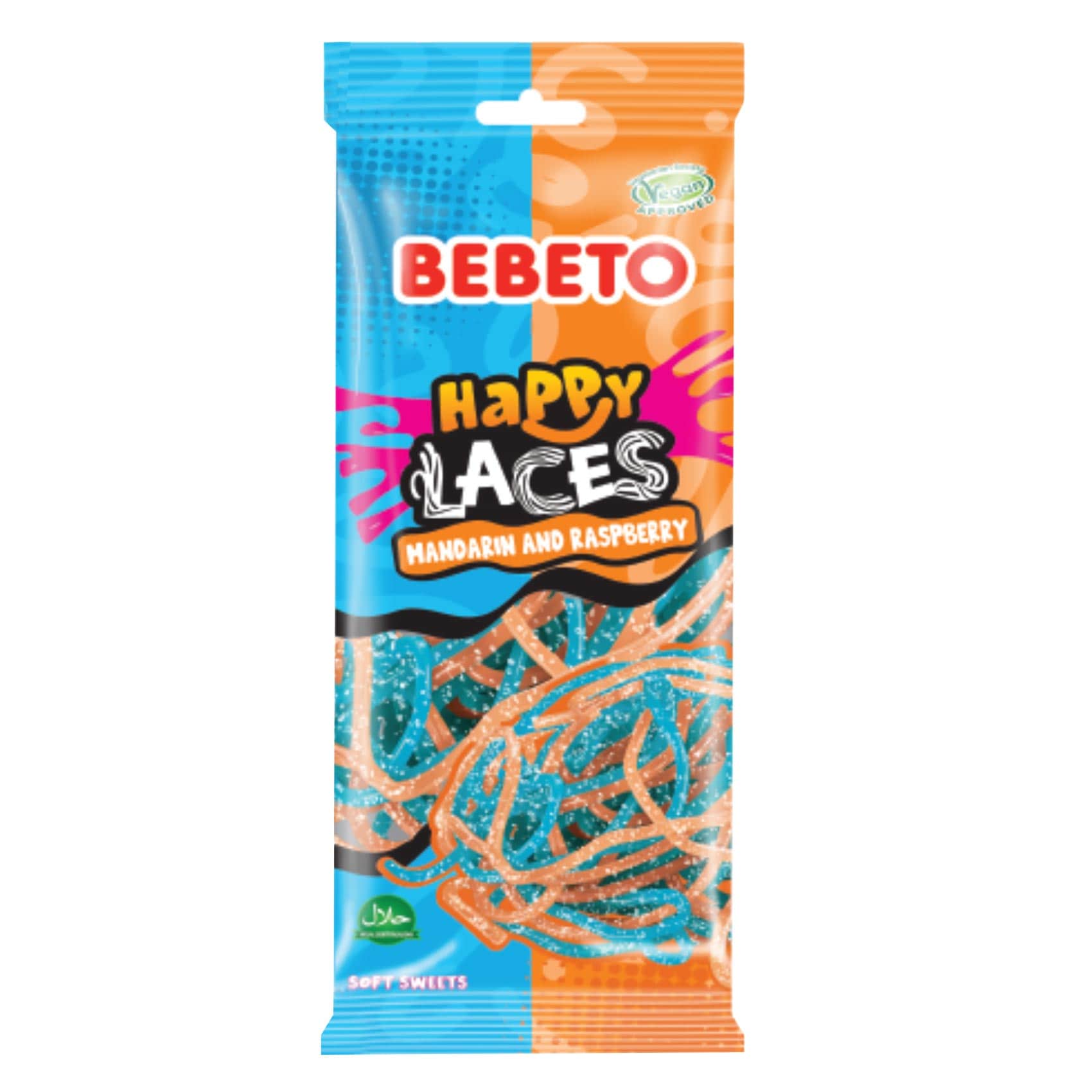 BEBETO HAPPY LACES MAND. RASPBERRY 75GR