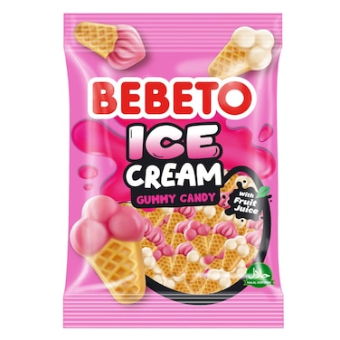 Bebeto Ice Cream Gummy Candy With Fruit Juice, 80g