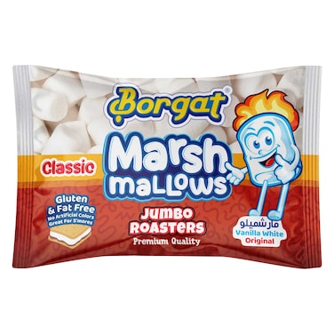 بورقات مارشميلو ملونة بنكهة الفواكه جامبو حجم مناسب للشوي، كيس 300 جرام