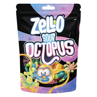 Zello Sour Octopus Gummy Candy Bag 80g