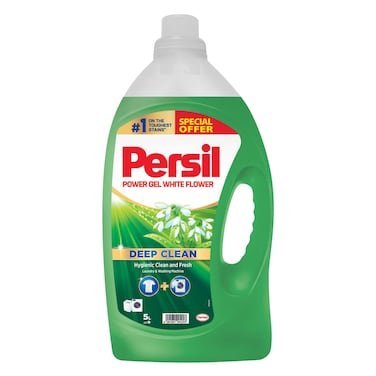 Persil Power Gel Detergent, Deep Clean, White Flower, for Front Loaders, 5L