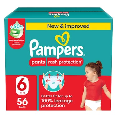 بامبرز مقاس 6، 56 قطعة، حفاض كلوت، سوبر هيرو