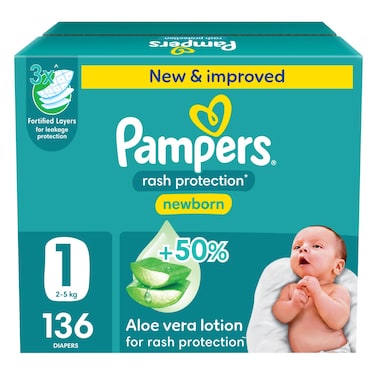 بامبرز حفاض مقاس 1، 136 قطعة، سوبر هيرو