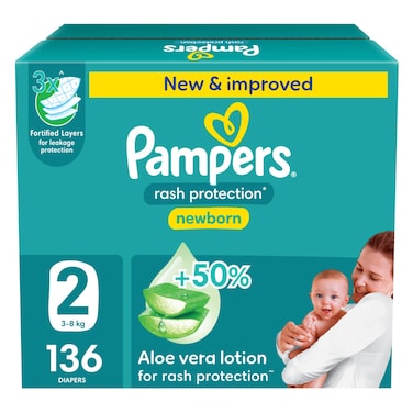 بامبرز حفاض مقاس 2، 136 قطعة، سوبر هيرو