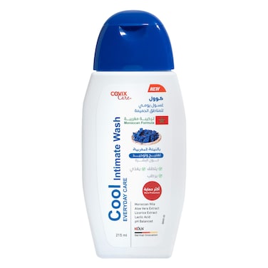 Covix Care Cool Intimate Wash, Moroccan Nila, Aloe Vera Extract, Licorice Extract, Lactic Acid, 215 ml