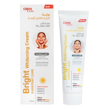 كوفيكس كير برايت كريم تفتيح الوجه، ألفا أربوتين، فيتامين C، فيتامين E، بانثينول، 90 مل