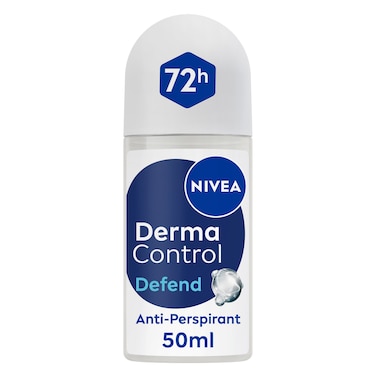 Nivea Deodorant Roll-On, Derma Control, Defend Extra Comfort, Pure Hyaluron+, 72H Active Protection, Anti-Perspirant, Pro-Vitamin B5, 50ml