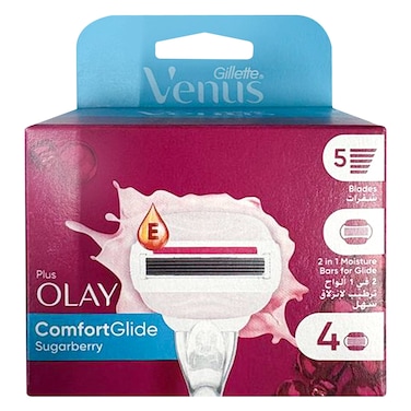 جيليت فينوس – شفرات حلاقة للسيدات كومفورت جلايد شوجربيري – 5 شفرات، 4 رؤوس