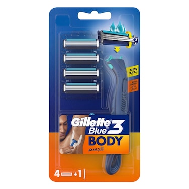 Gillette Blue 3 Body Razor &ndash; Handle + 4 Blades
