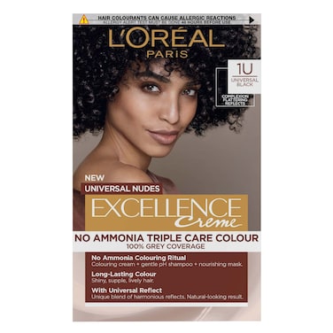 L&rsquo;Oreal Paris Excellence Creme Hair Dye, 1U, Universal Black
