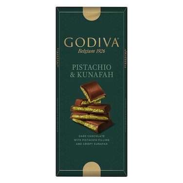 Godiva Pistachio &amp; Kunafah Dark Chocolate Bar, 124 g