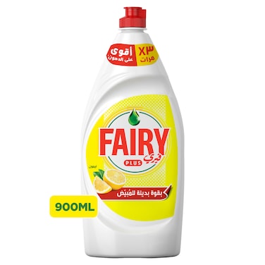 Fairy Plus Lemon Dishwashing Liquid With Alternative Power To Bleach, 900 ml