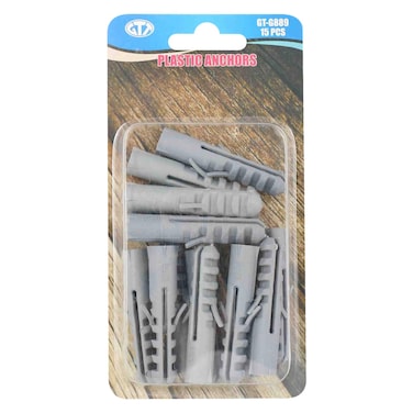 جي تي تي مثبتات بلاستيكية 15 قطعة، مقاس 10 إي (10 ملم ريشة المثقاب)