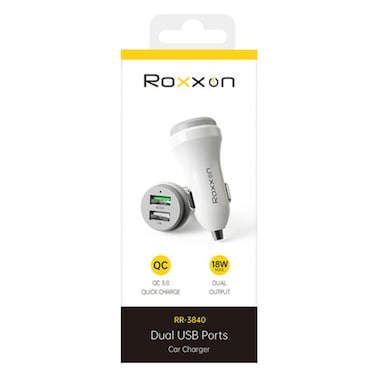 روكسون – شاحن سيارة بمنفذين USB مع تقنية QC3.0 ‏(RR-3840)