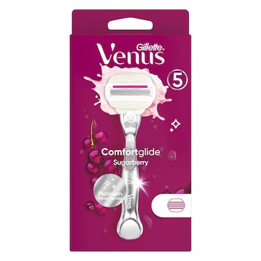 جيليت فينوس كومفورت غلايد شوغربي بلاتينيوم – شفرة حلاقة 5 شفرات – مقبض معدني