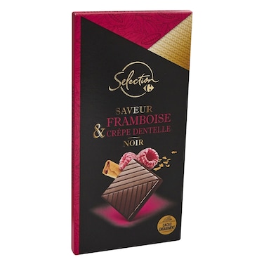 كارفور سيليكشن - لوح شوكولاتة داكنة، مع توت العليق وكريب مطحون 100 جرام