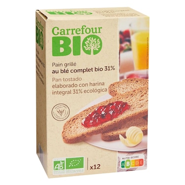 كارفور بيو خبز عضوي مصنوع من القمح الكامل المحمص 250 جرام