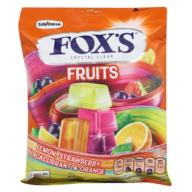 Fox Mixed Fruit Flavored Candy (Lemon, Strawberry, Blackcurrant, Orange) 90g