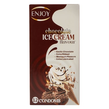 إنجوي واقي ذكري بنكهة آيس كريم الشوكولاتة 12 قطعة