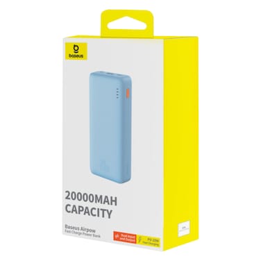 بيسوس بنك طاقة AirPow بسعة 20000 مللي أمبير، قدرة 20 واط، أزرق