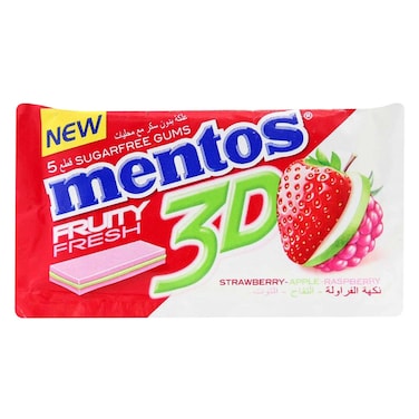منتوس  3D – علكة بنكهة الفراولة/التفاح/التوت – 8.5 جرام