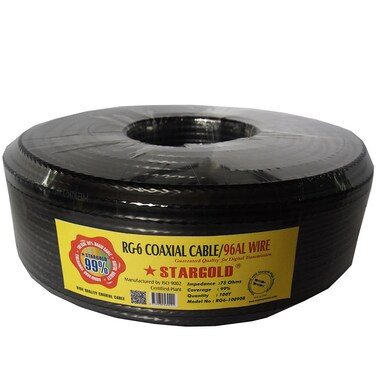 ستارجولد RG-6 كابل محوري 96AL سلك للنقل الرقمي، طول 100Y، إشارة عالية الجودة