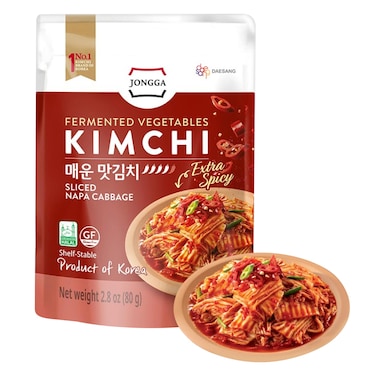 دايسانغ جونغا – كيمتشي مخمر حار من الكرنب الصيني المقطع – حلال وخالٍ من من الجلوتين – 80 جرام