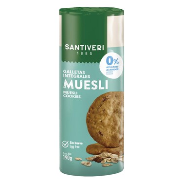 Santiveri Muesli Wholegrain Cookies &ndash; No Added Sugar &ndash; Egg Free &ndash; 190 g
