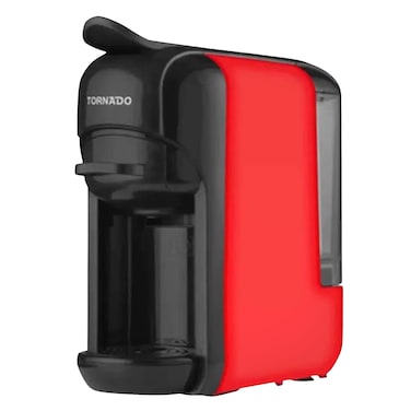 TORNADO 3 In 1 Multifunction Espresso Coffee Automatic Machine - With 600ml Detachable Water Tank 7 Optional Water Levels And Auto Shut Off Options 19 Bar Black/Red