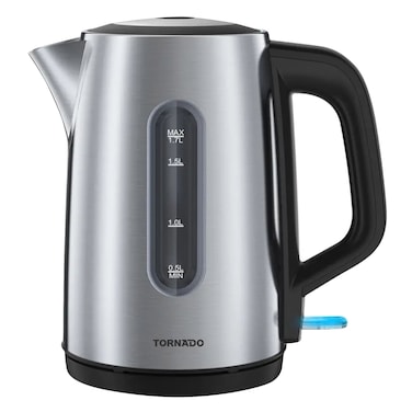 Tornado Stainless Steel Electric Kettle 1.7 Liter, 2200W, 360&deg; Rotational Base, Silver (TKE01411-GS)