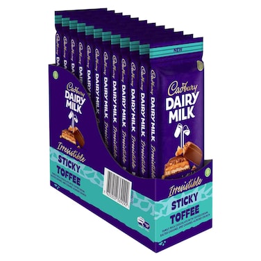 Cadbury Dairy Milk Irresistible Family Milk Chocolate &ndash; Toffee Cream, Salted Caramel &amp; Caramel Almond Crunch &ndash; 102 g &times; 12