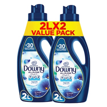 Downy Valley Dew 2L Dual Pack, Fabric Softener, All-in-One Concentrate
