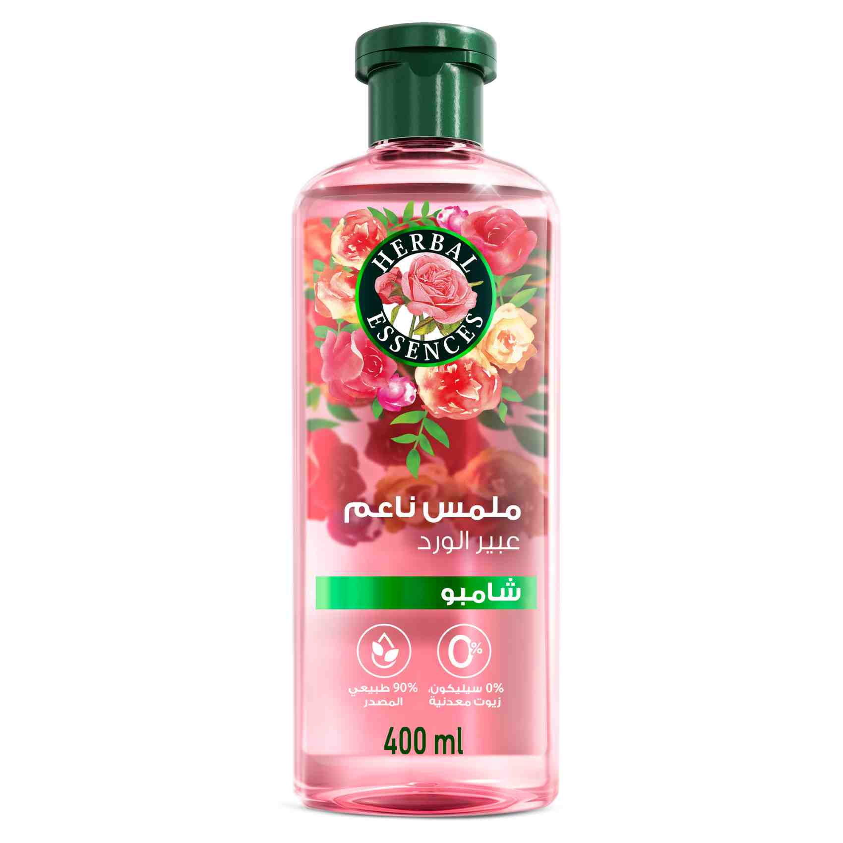 هربل اسنسز شامبو، شعر ناعم بعطر الورد،90% طبيعي المصدر،400 مل