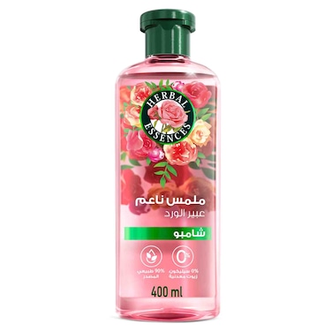 هربل اسنسز شامبو، شعر ناعم بعطر الورد،90% طبيعي المصدر،400 مل