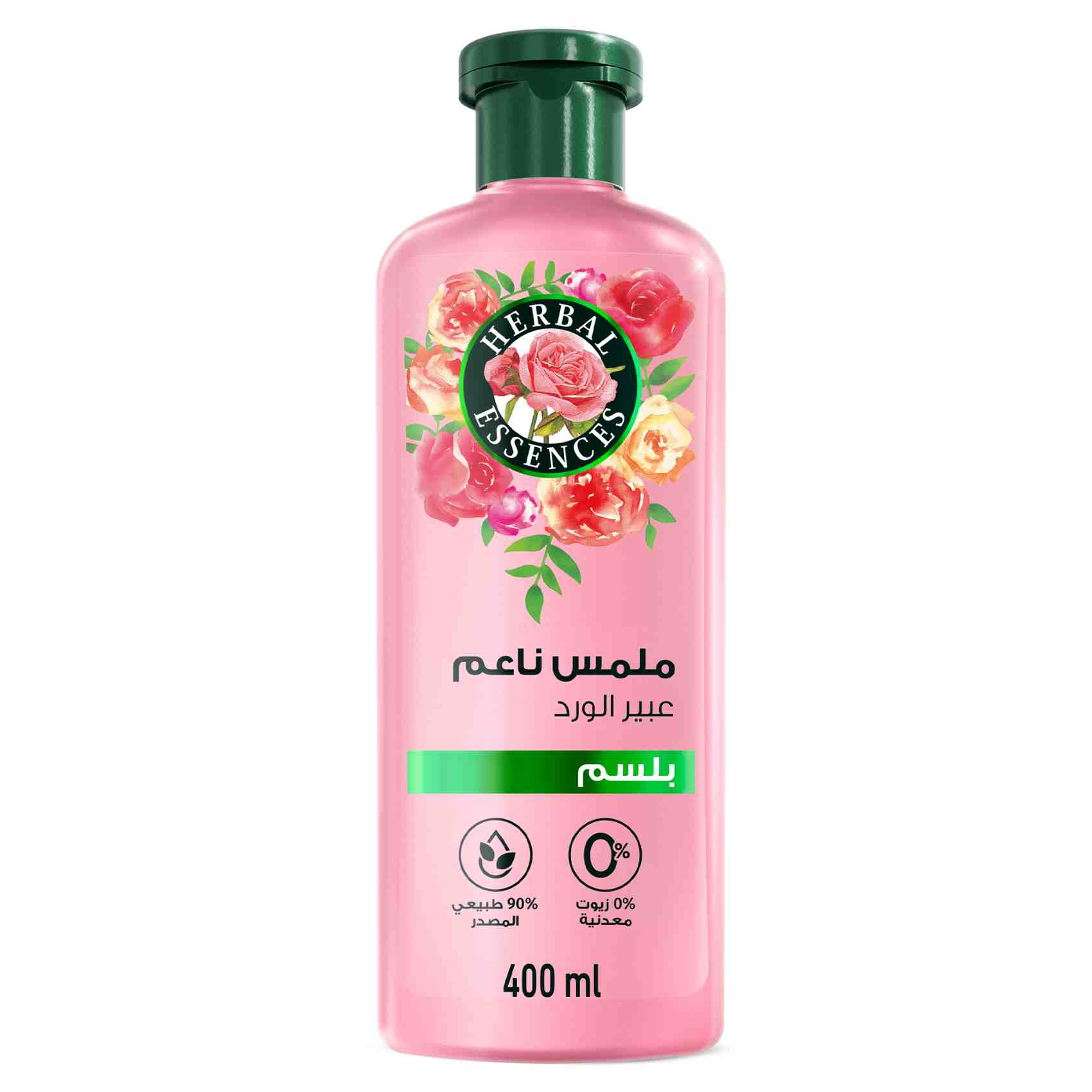 هربل اسنسز بلسم، شعر ناعم بعطر الورد، 90% طبيعي المصدر، 400 مل