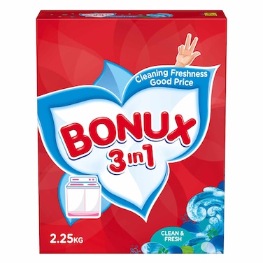 Bonux - 3in1 Detergent Powder High Foam - For Semi-Automatic Washers - Clean &amp; Fresh 2.25KG