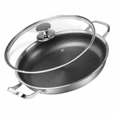 Bister Stainless Steel Wok With Glass Lid 24Cm