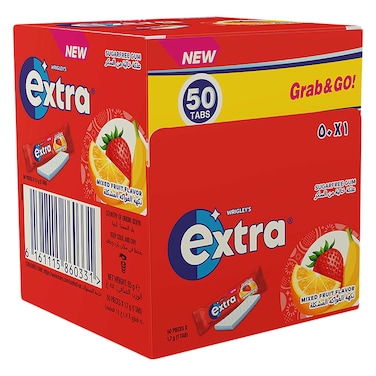Wrigley's Extra - Grab &amp; Go Mixed Fruits Flavored Gum 1.7g x50 Pieces