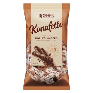 Roshen Konafetto Glazed Crispy Rolled Wafers with Sweet Cocoa Cream Filling 1kg